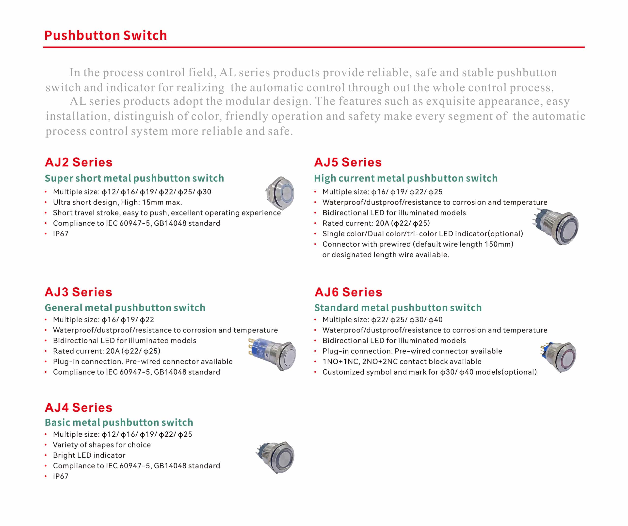 AJ4 Series Basic metal button switch